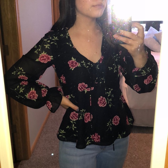 SOLD NWT Corset LaceUp Floral Blouse - Picture 3 of 10